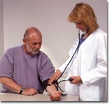 A man getting his blood pressure checked